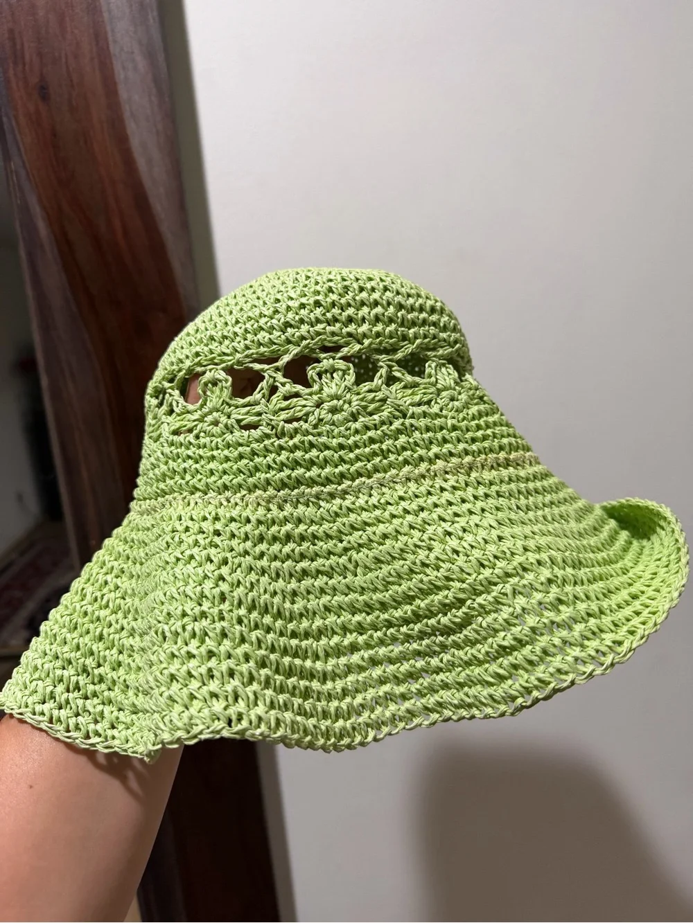 green woven straw sun hat by Panama Jack